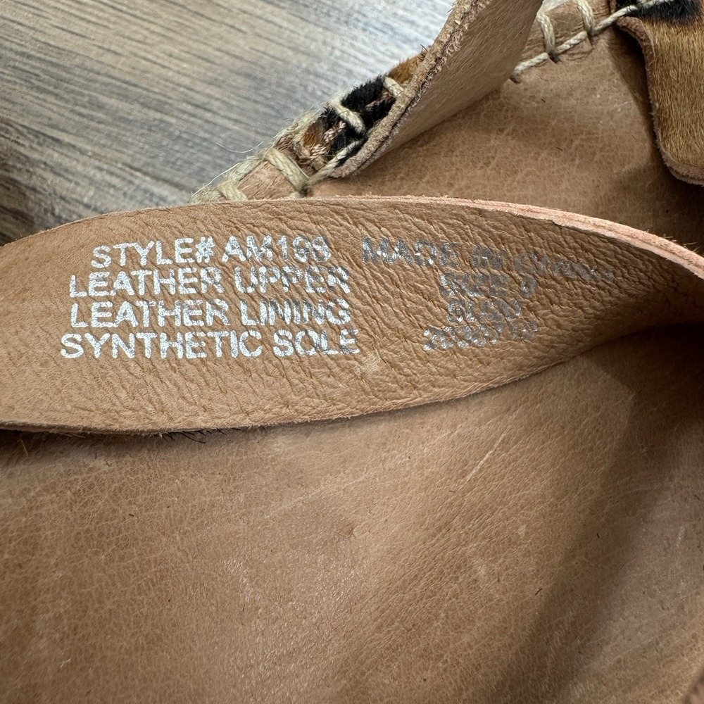 Madewell Sandals Womens 9 Brown Leather Espadrille Leopard Print Ankle Strap - Picture 10 of 13